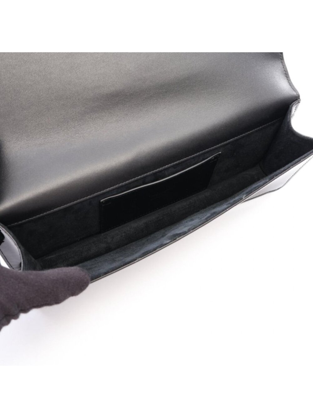 Saint Laurent Paris Clutch Baguette Pouch Metallic Black Patent Leather - Picture 3 of 9